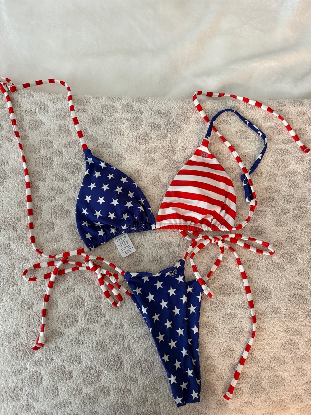 Salty honey  Stars & Stripes Triangle Bikini — Red, White & Blue